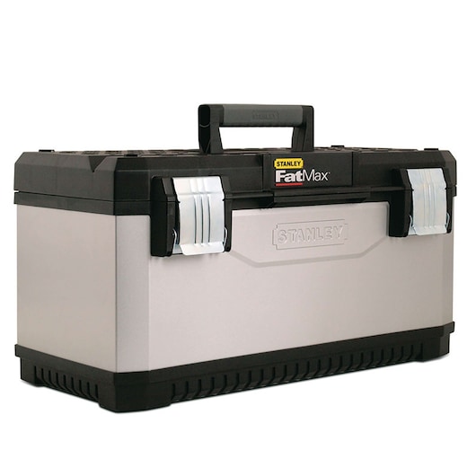 Profile of 23 inch Metal plastic Toolbox with tote tray.