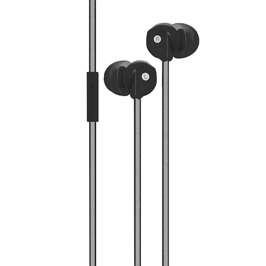 Profile of comfort fit memory foam earphones.