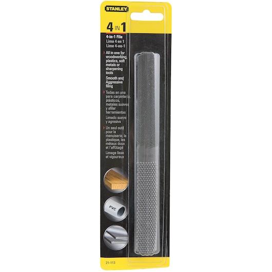 8 inch double cut and rasp cut 4 in 1 file in packaging.