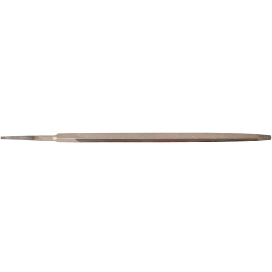 Profile of 6 inch single cut extra extra slim taper file.