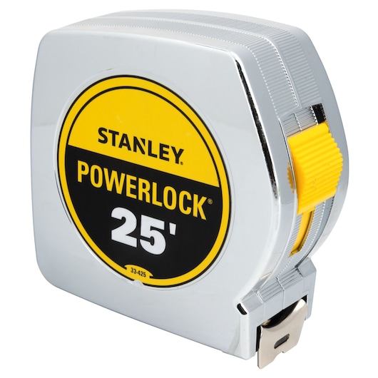 Close up of 25 foot powerlock tape measure.