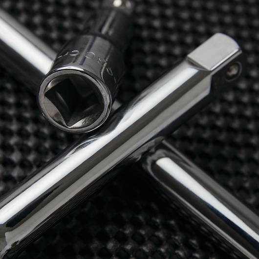 Close up of three piece half inch Extension Bar Set.