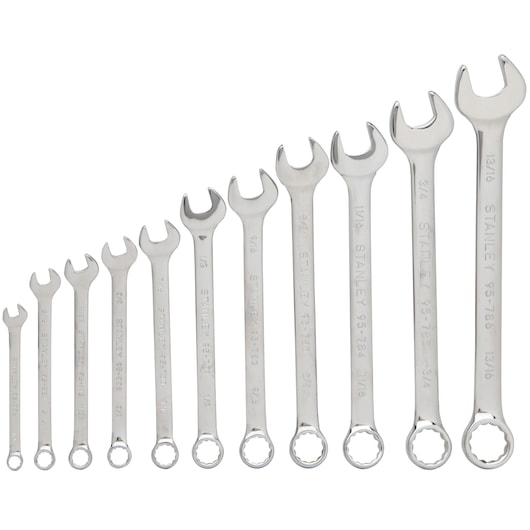 11 Piece combination wrench S A E set.
