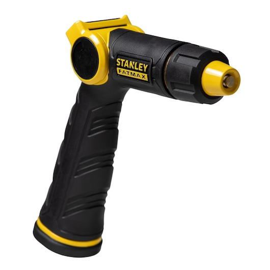Black and yellow Fatmax adjustable thumb control nozzle. 