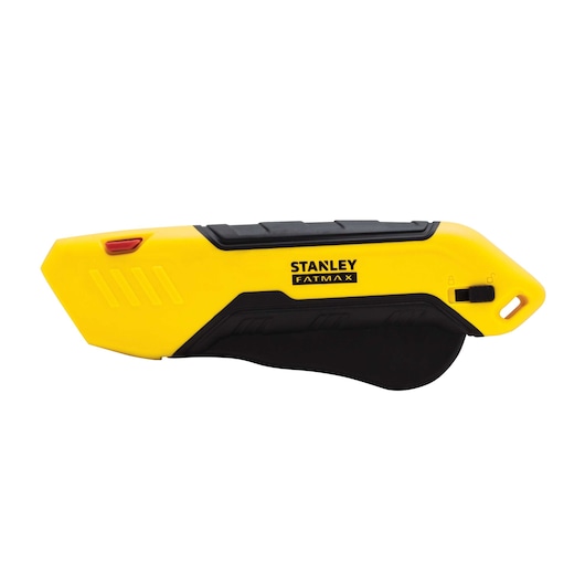 Left profile of fatmax auto retract squeeze safety knife.