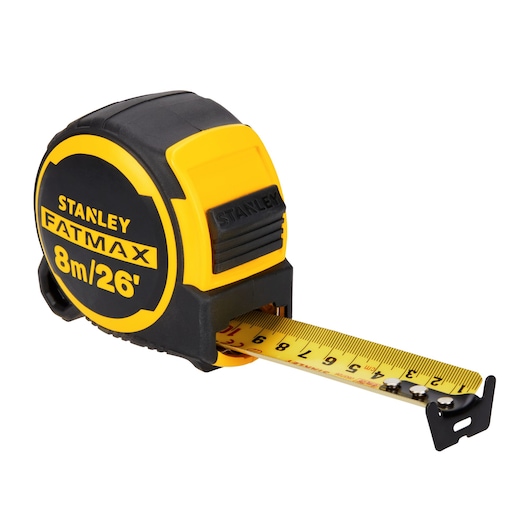 Profile of 26 foot fatmax tape measure.