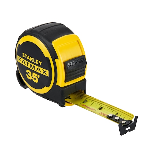Right profile of 35 foot fatmax tape measure.