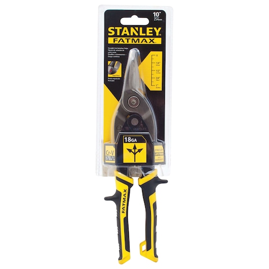 Fatmax straight cut aviation snips in packaging.