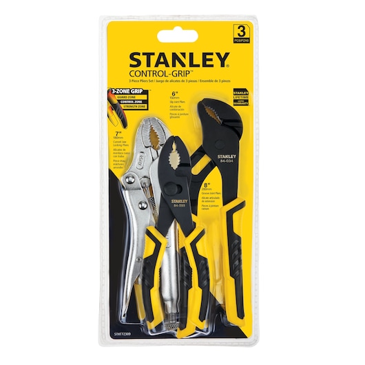 3 piece Pliers Set in plastic packaging.